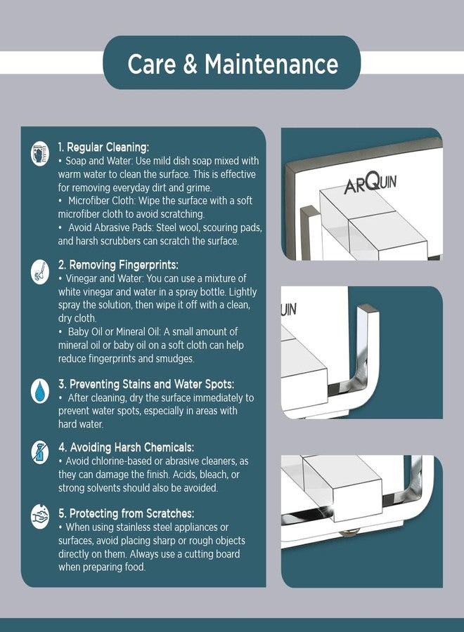 ARQUIN Taurus 304 Grade Stainless Steel Robe Hook/Robe Hook/Bathroom Accessories (Chrome, Pack of 4) - Image 5